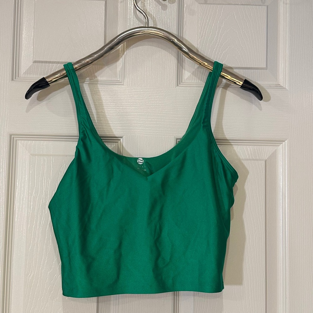 Noli Yoga Green Crop Cami Top V-Neck Athletic Tank Made in USA Large